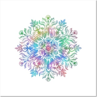 Nature Mandala in Rainbow Hues Posters and Art